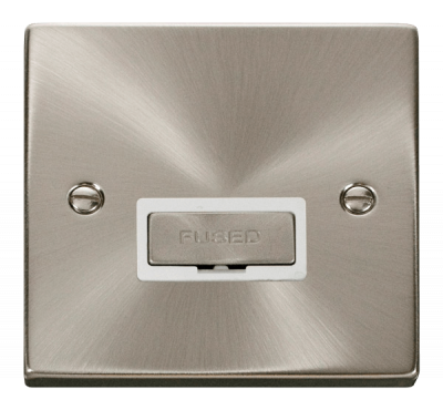 Click Deco 13A Unswitched FCU Satin Chrome/White Insert