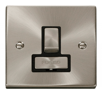 Click Deco 13A DP Switched FCU Satin Chrome/Black Insert