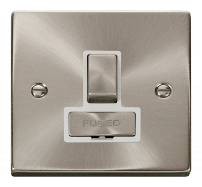 Click Deco 13A DP Switched FCU Satin Chrome/White Insert