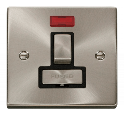 Click Deco 13A DP Switched FCU With Neon Satin Chrome/Black Insert