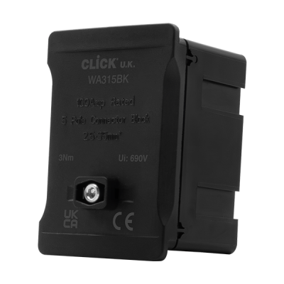 Click 100A 1 Pole 5 x 35mm&sup2; Connectable Link Box Black