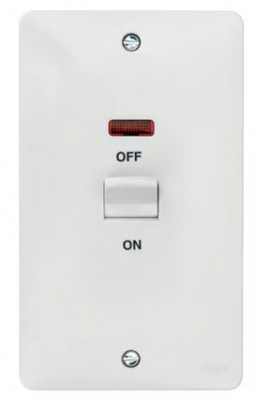 Hager Sollysta 50A 2 Gang DP Switch (Vertical) c/w LED