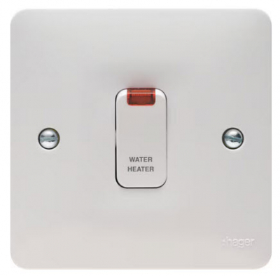 Hager Sollysta 20A DP Switch c/w LED Marked 'Water Heater'