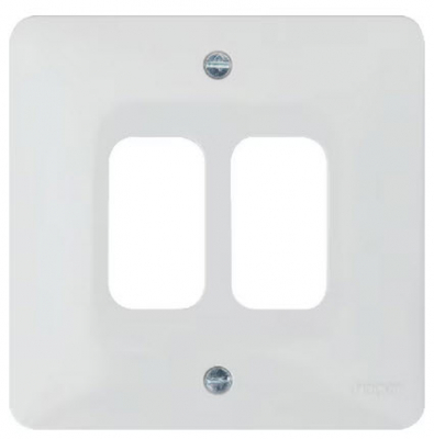 Hager Grid Plate 2 Gang White