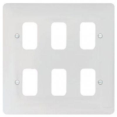 Hager Grid Plate 6 Gang White