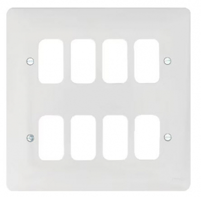 Hager Grid Plate 8 Gang White