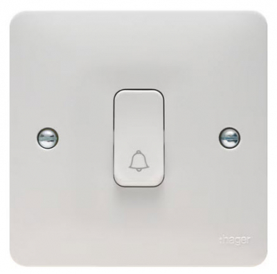 Hager Sollysta 10A Push Switch with Bell Symbol