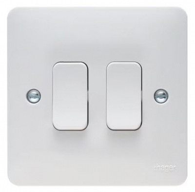 Hager Sollysta 10AX 2 Gang 2 Way Wall Switch