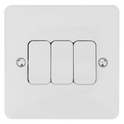 Hager Sollysta 10AX 3 Gang 2 Way Wall Switch