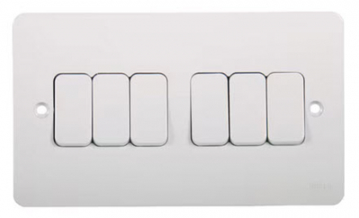 Hager Sollysta 10AX 6 Gang 2 Way Wall Switch