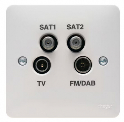 Hager Sollysta TV&FM/DAB & 2 Satellite Socket