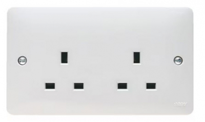 Hager Sollysta 13A 2 Gang Double Pole Unswitched Socket