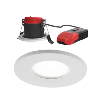 Ansell Prism Pro CCT Fire Rated Downlight Dual Wattage White bezel