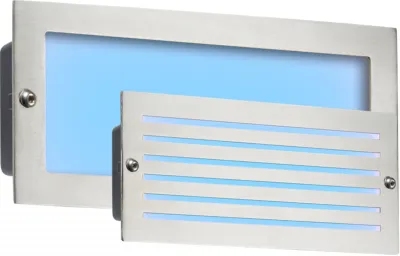 K/Bridge 230V IP54 5W Blue LED Recessed Brick Light - Brushed Steel Fascia