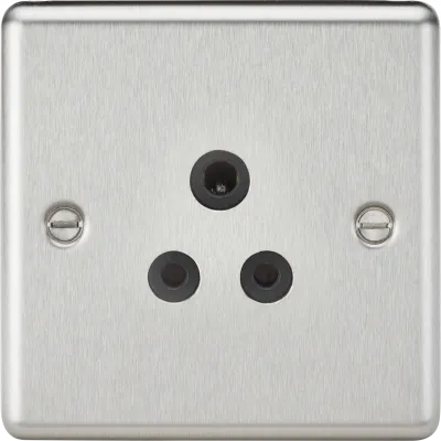 K/Bridge 5A Unswitched Socket - Brushed Chrome Finish with Black Insert