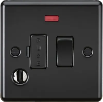 K/Bridge 13A Switched Fused Spur Unit with Neon & Flex Outlet - Matt Black