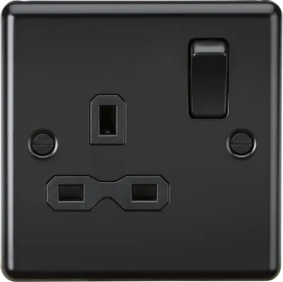 K/Bridge 13A 1G DP Switched Socket - Matt Black with Black Insert
