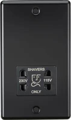 K/Bridge 115-230V Dual Voltage Shaver Socket - Matt Black with Black Insert