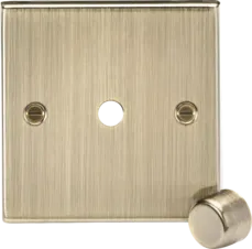K/Bridge 1G Dimmer Plate with Matching Metal Dimmer Cap - Antique Brass