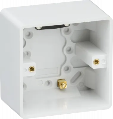 K/Bridge Single 47mm Pattress Box with Earth Terminal and Cable Strain Relief