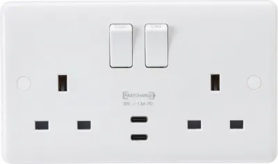 K/Bridge 13A 2G DP Switched Socket with Dual USB-C 20V DC 1.5A (Max. 30W)