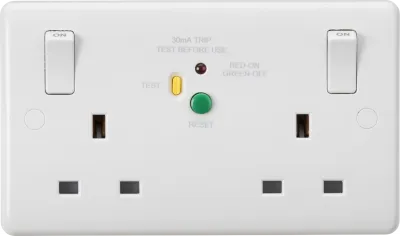 K/Bridge 13A 2G DP RCD Switched Socket - 30mA (Type A)