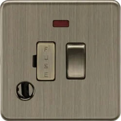 K/Bridge 13A Switched Fused Spur with Neon and Flex Outlet - Antique Brass