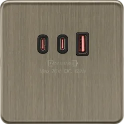 K/Bridge 1G Dual USB-C and USB-A Charger Plate [20V DC 63W] - Antique Brass