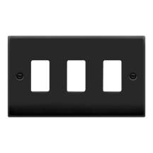 Click Deco 3 Gang GridPro Frontplate Matt Black