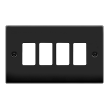 Click Deco 4 Gang GridPro Frontplate Matt Black