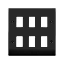 Click Deco 6 Gang GridPro Frontplate Matt Black